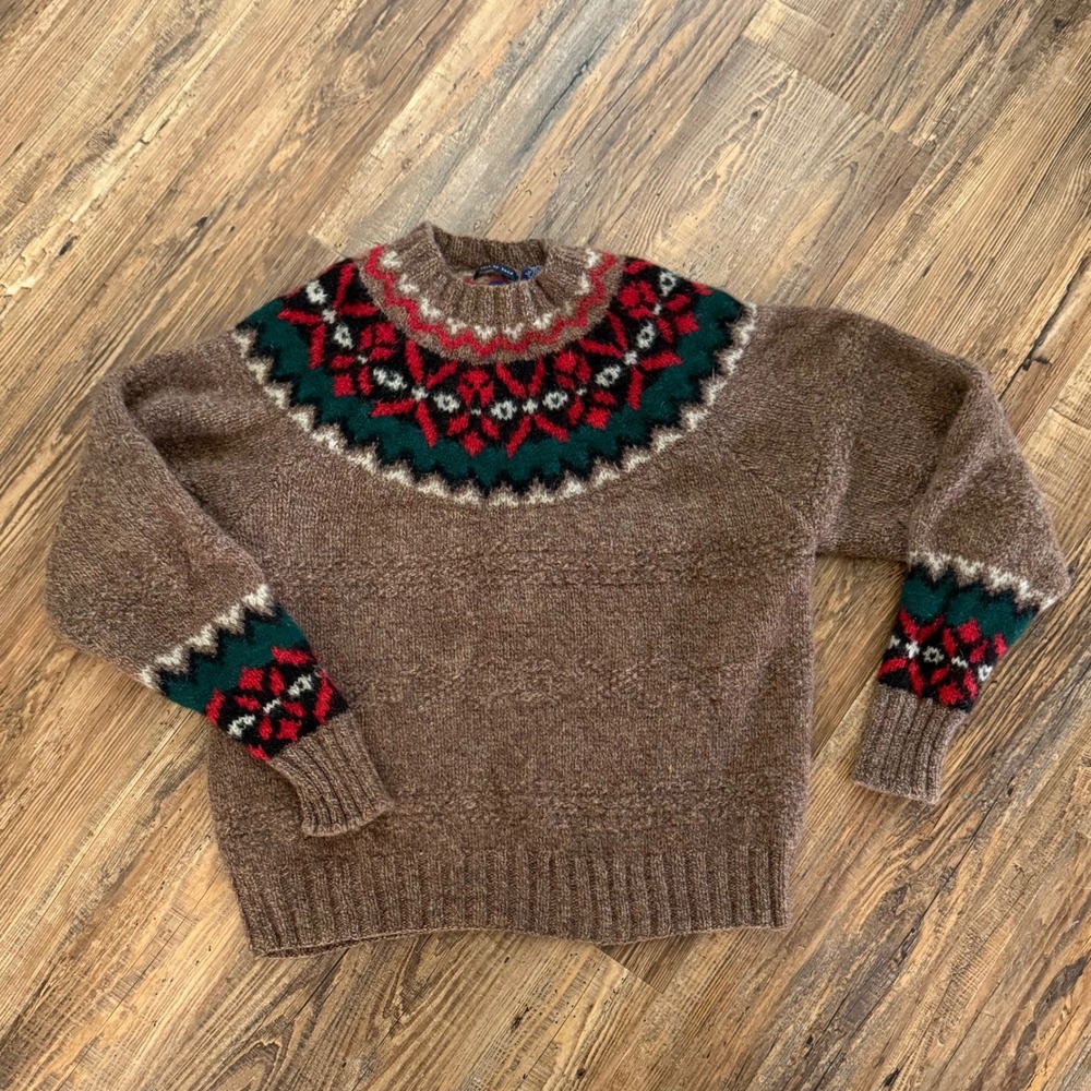 VTG 90's Gap Sweater Mens Large Wool Hand Knit Fair Isle Nordic Fair Isle Womens